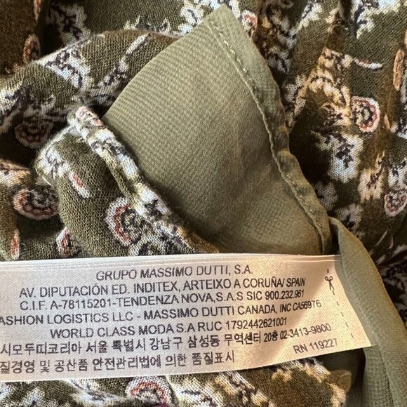 Massimo Dutti Viscose Wool Blend Floral Print Midi Skirt Olive Green Women's 6 - Picture 9 of 11